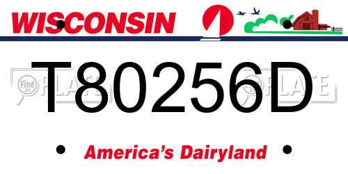T80256D Wisconsin License Plate