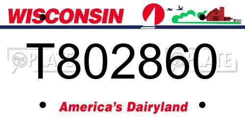 T802860 Wisconsin License Plate