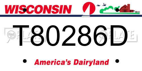 T80286D Wisconsin License Plate