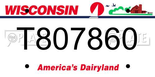 T807860 Wisconsin License Plate