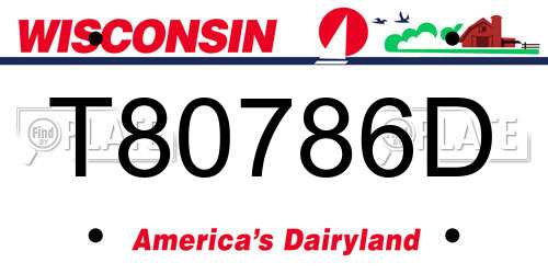 T80786D Wisconsin License Plate