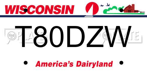 T80DZW Wisconsin License Plate