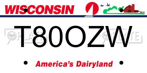 T80OZW Wisconsin License Plate