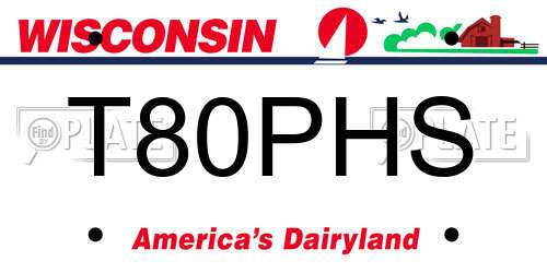 T80PHS Wisconsin License Plate