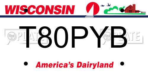 T80PYB Wisconsin License Plate