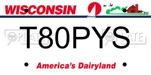 T80PYS Wisconsin License Plate