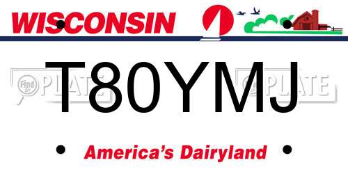 T80YMJ Wisconsin License Plate
