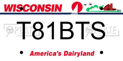 T81BTS Wisconsin License Plate