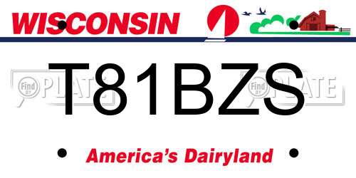 T81BZS Wisconsin License Plate
