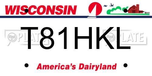 T81HKL Wisconsin License Plate
