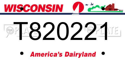 T820221 Wisconsin License Plate