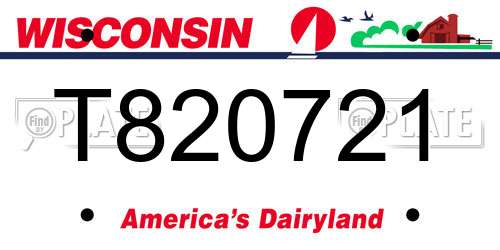 T820721 Wisconsin License Plate