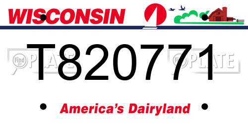 T820771 Wisconsin License Plate