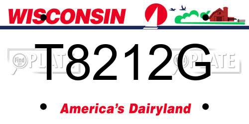 T8212G Wisconsin License Plate