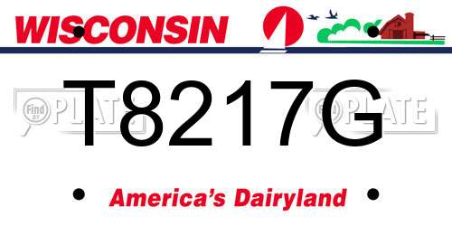 T8217G Wisconsin License Plate