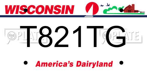 T821TG Wisconsin License Plate