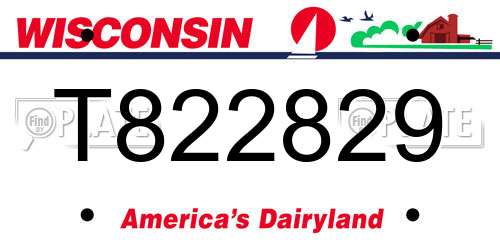 T822829 Wisconsin License Plate