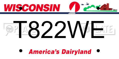 T822WE Wisconsin License Plate