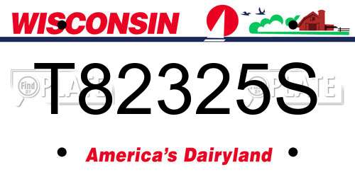 T82325S Wisconsin License Plate