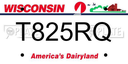 T825RQ Wisconsin License Plate