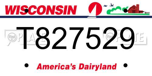 T827529 Wisconsin License Plate
