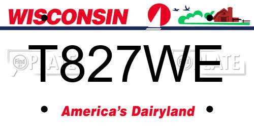 T827WE Wisconsin License Plate