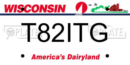 T82ITG Wisconsin License Plate