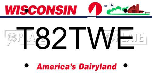 T82TWE Wisconsin License Plate
