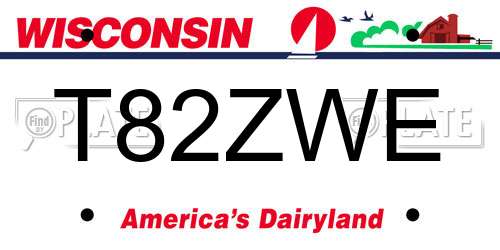 T82ZWE Wisconsin License Plate
