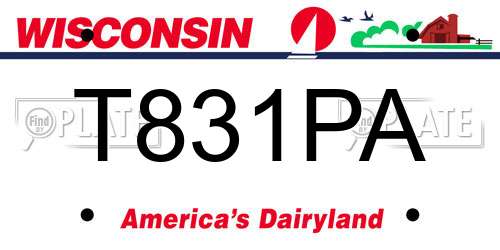 T831PA Wisconsin License Plate