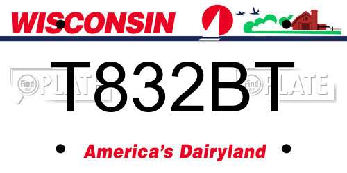 T832BT Wisconsin License Plate