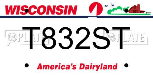 T832ST Wisconsin License Plate