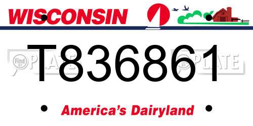 T836861 Wisconsin License Plate