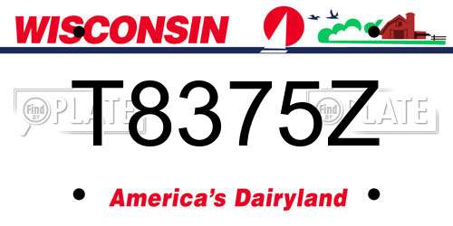 T8375Z Wisconsin License Plate