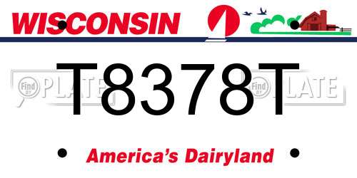 T8378T Wisconsin License Plate