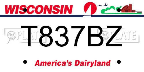 T837BZ Wisconsin License Plate