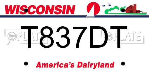T837DT Wisconsin License Plate