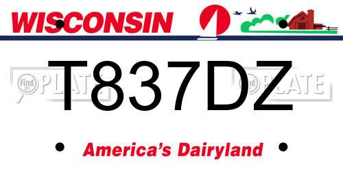 T837DZ Wisconsin License Plate