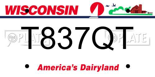 T837QT Wisconsin License Plate