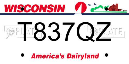 T837QZ Wisconsin License Plate
