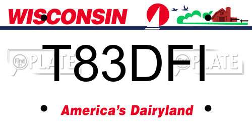 T83DFI Wisconsin License Plate