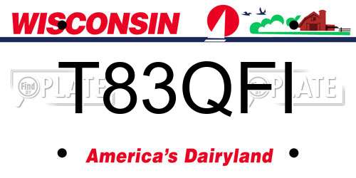 T83QFI Wisconsin License Plate