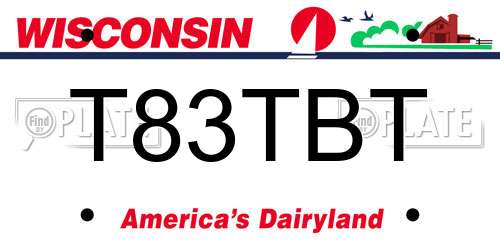 T83TBT Wisconsin License Plate