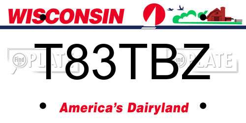 T83TBZ Wisconsin License Plate