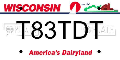 T83TDT Wisconsin License Plate