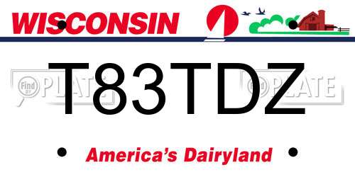 T83TDZ Wisconsin License Plate