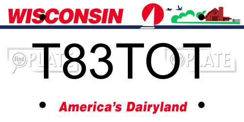 T83TOT Wisconsin License Plate