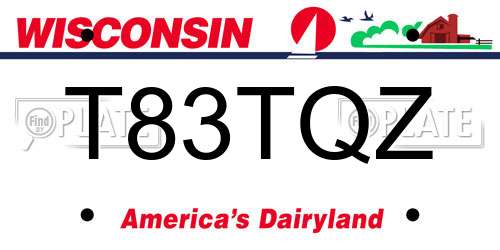 T83TQZ Wisconsin License Plate