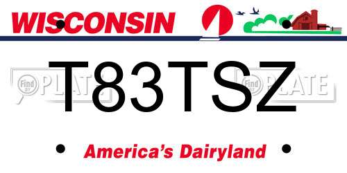 T83TSZ Wisconsin License Plate
