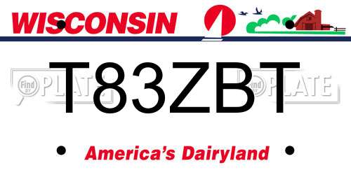 T83ZBT Wisconsin License Plate